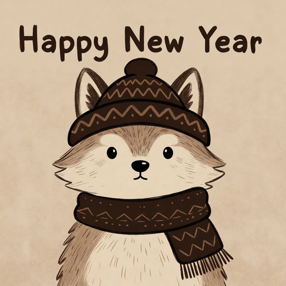 Cute wolf celebrates new year Cute wolf celebrates new year