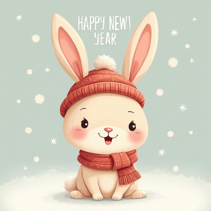 Cute bunny celebrating new year Cute bunny celebrating new year