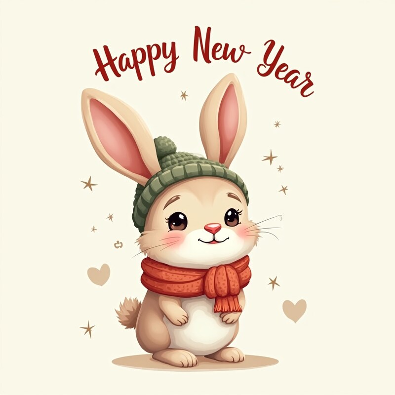 Cute bunny welcoming new year Cute bunny welcoming new year