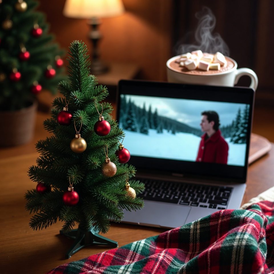 Cozy winter scene with online movie Cozy winter scene with online movie