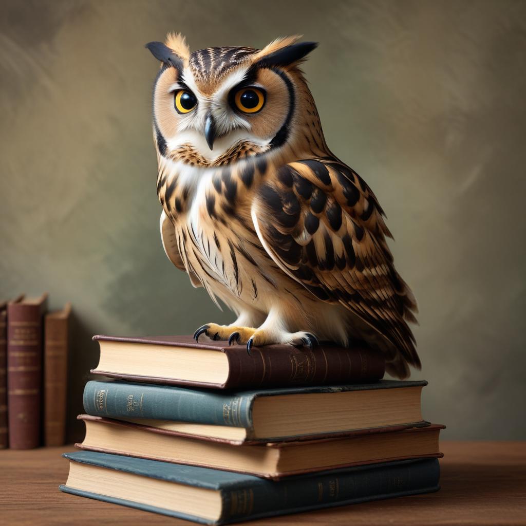 Owl perched on books Owl perched on books