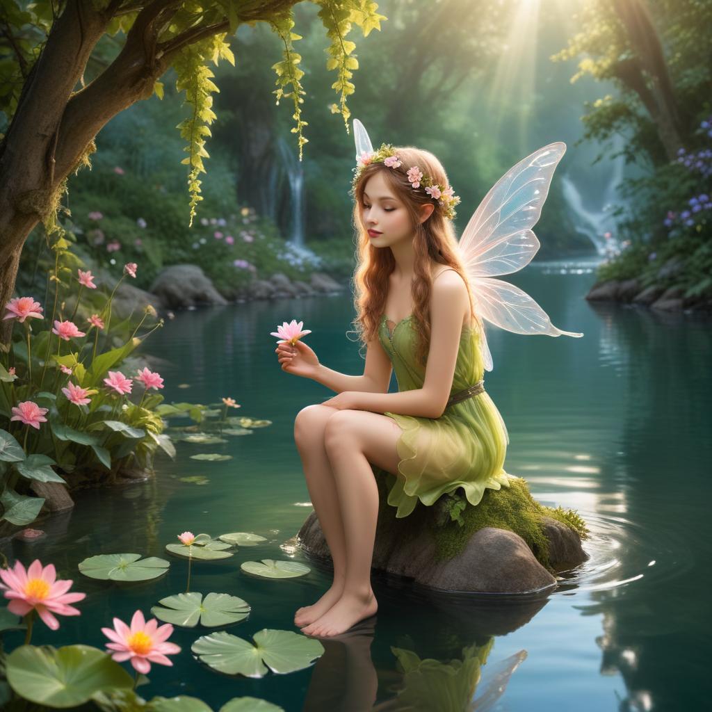 Enchanted fairy by the pond Enchanted fairy by the pond
