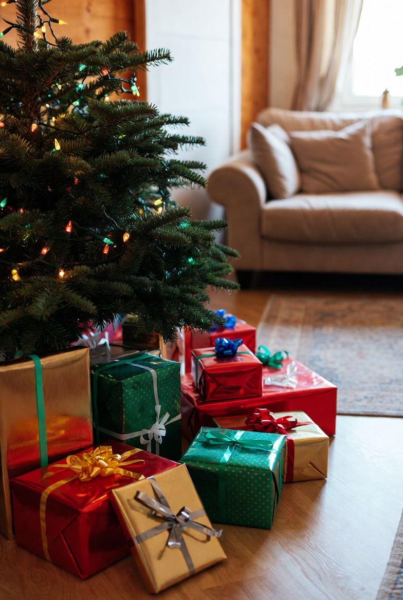 Colorful gifts under the christmas tree Colorful gifts under the christmas tree