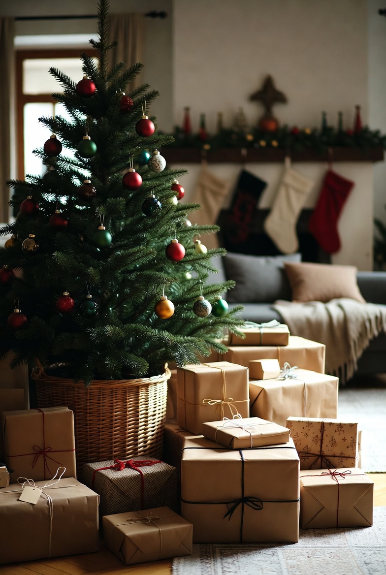 Christmas tree with holiday gifts Christmas tree with holiday gifts