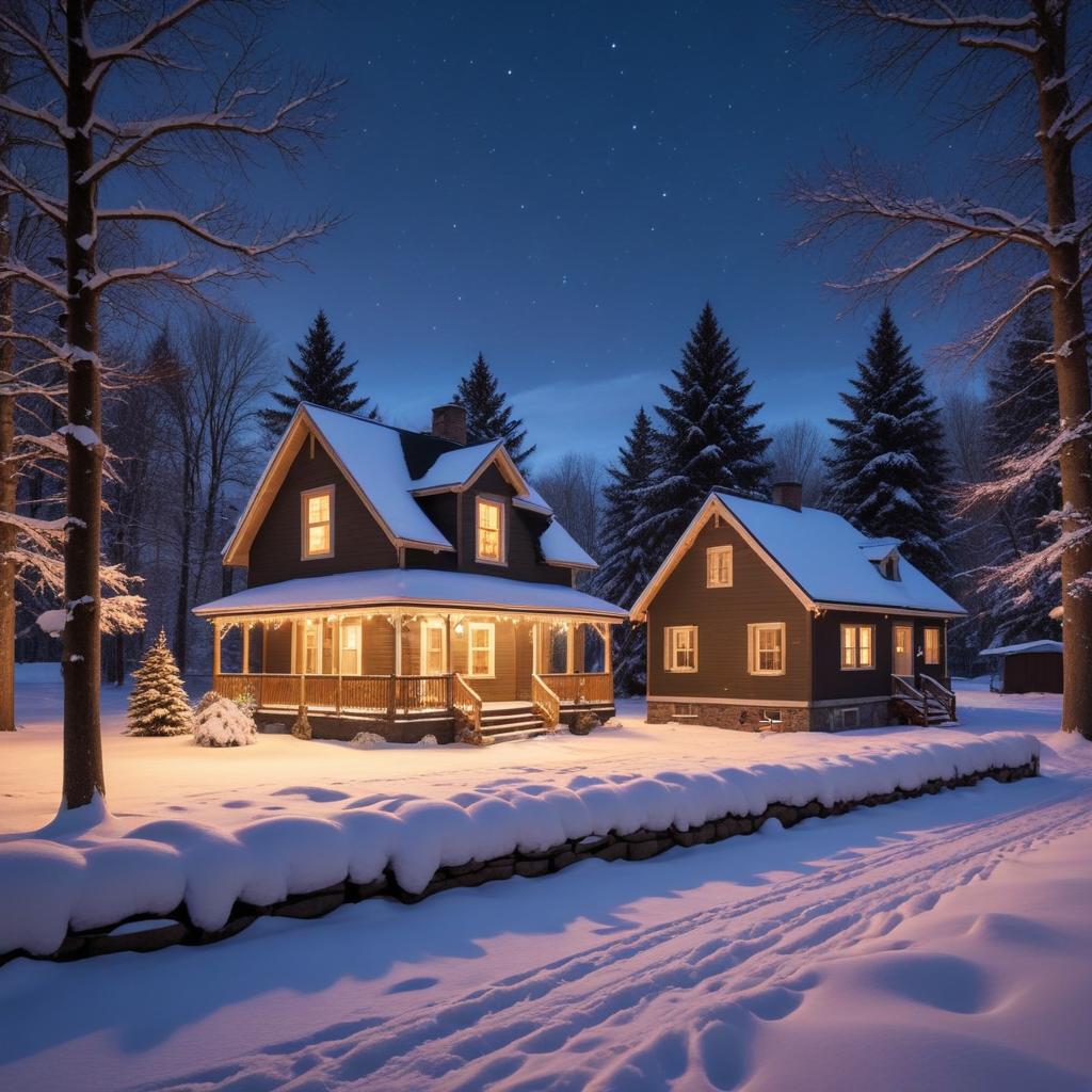 Cozy winter evening in the countryside Cozy winter evening in the countryside