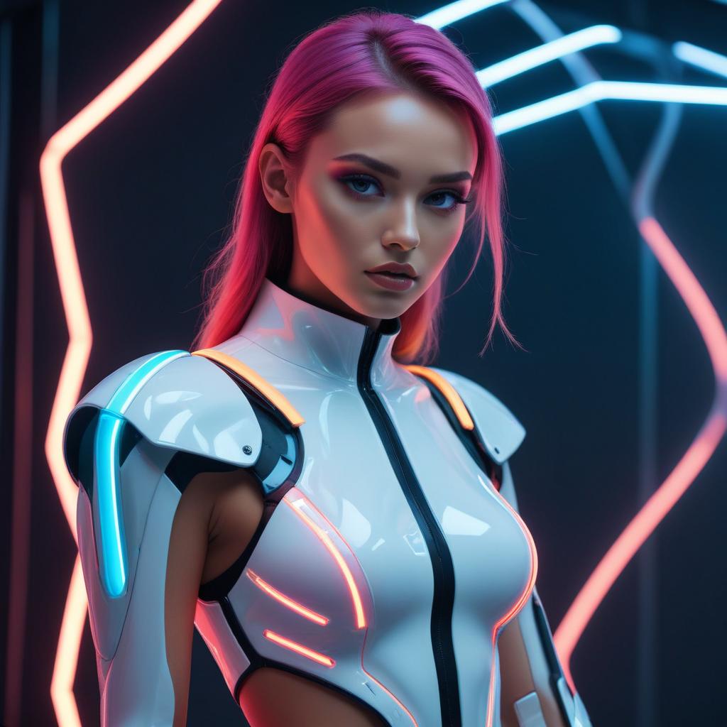 Futuristic model with neon lights Futuristic model with neon lights