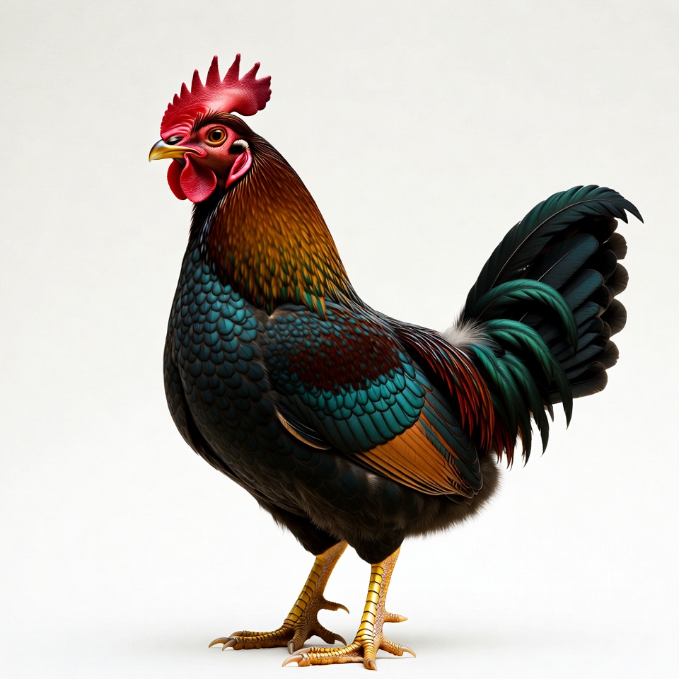 Colorful rooster standing proudly Colorful rooster standing proudly