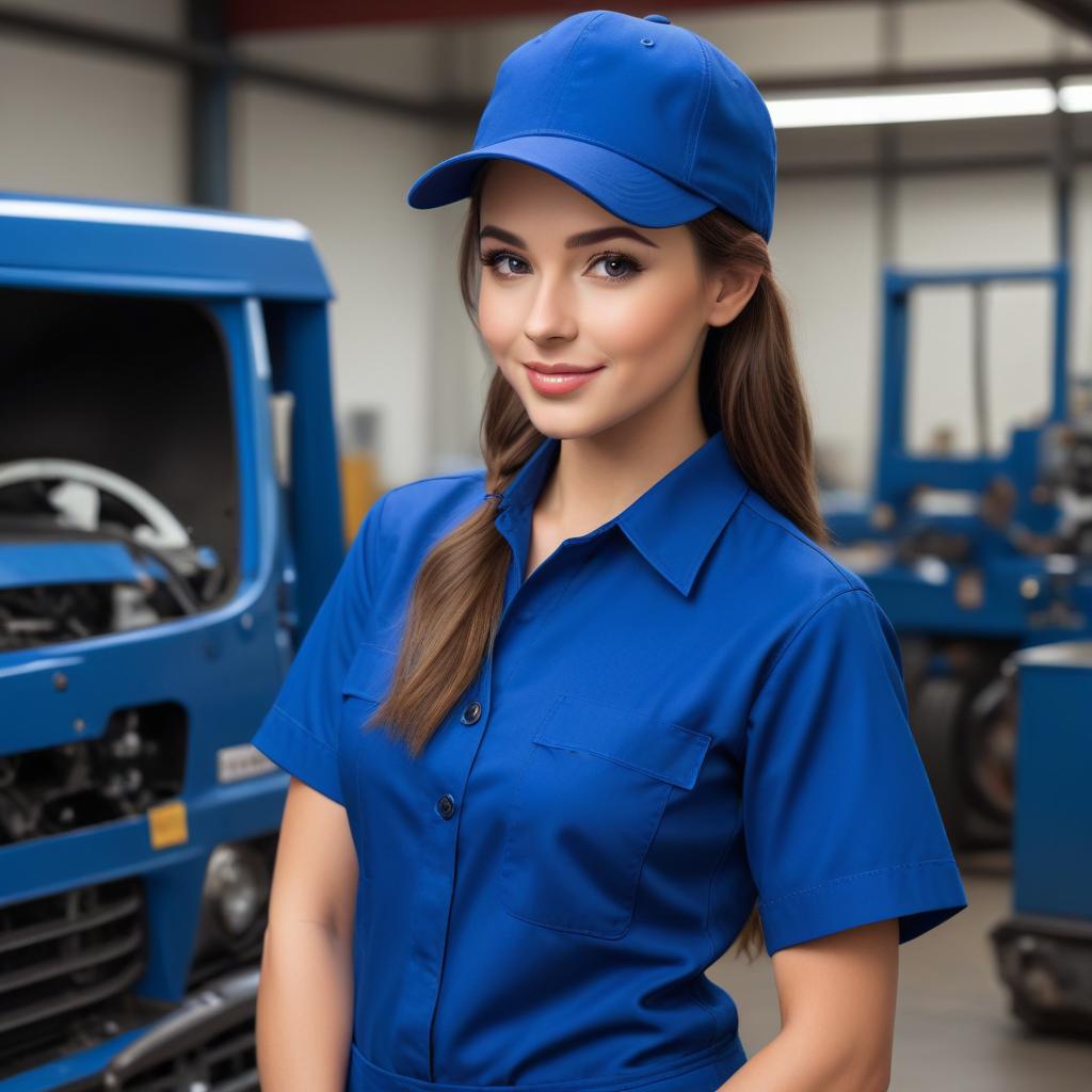 Young woman in mechanic uniform Young woman in mechanic uniform
