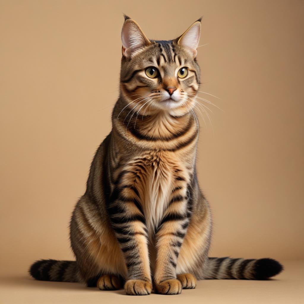 Tabby cat posing against a neutral background Tabby cat posing against a neutral background