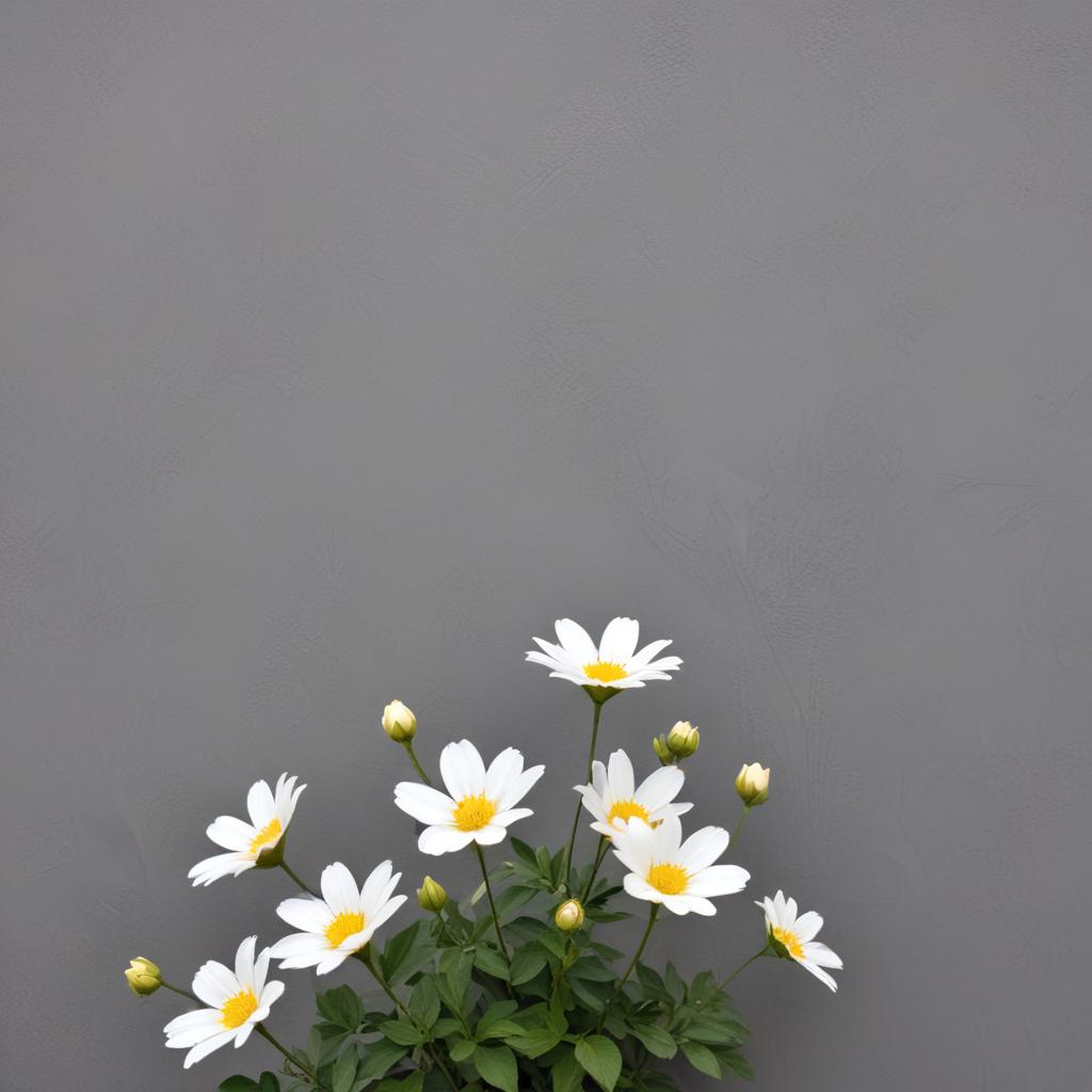 White flowers against gray background White flowers against gray background