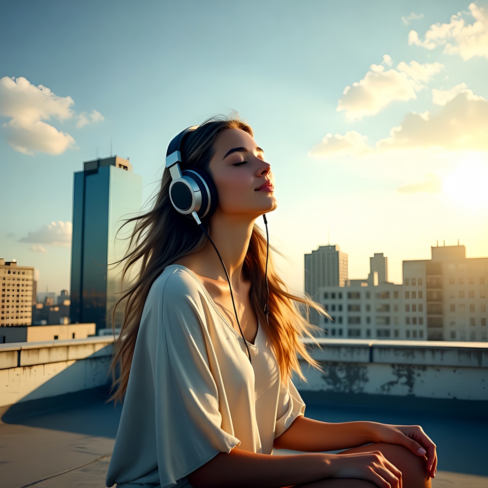 Enjoying music on the rooftop Enjoying music on the rooftop