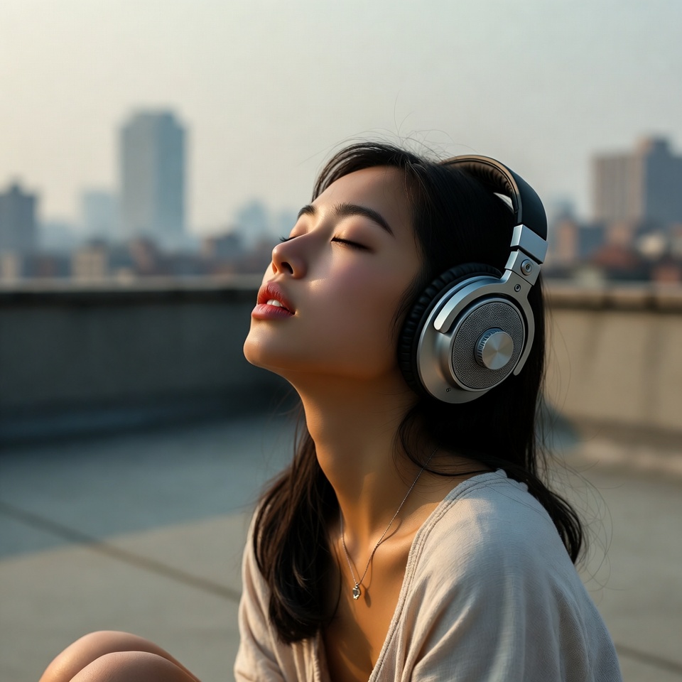 Enjoying music on the rooftop Enjoying music on the rooftop