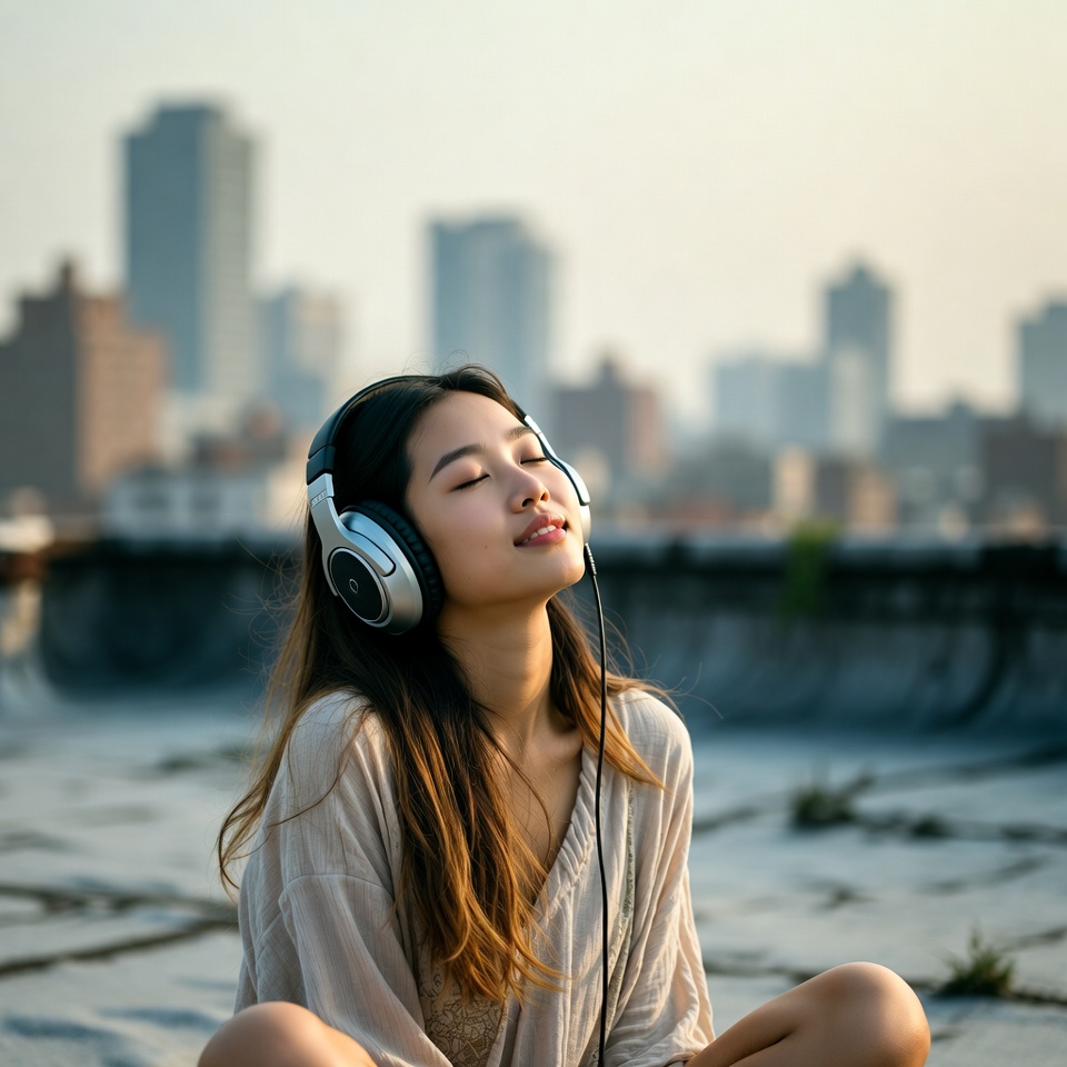 Relaxing on the rooftop at sunset Relaxing on the rooftop at sunset