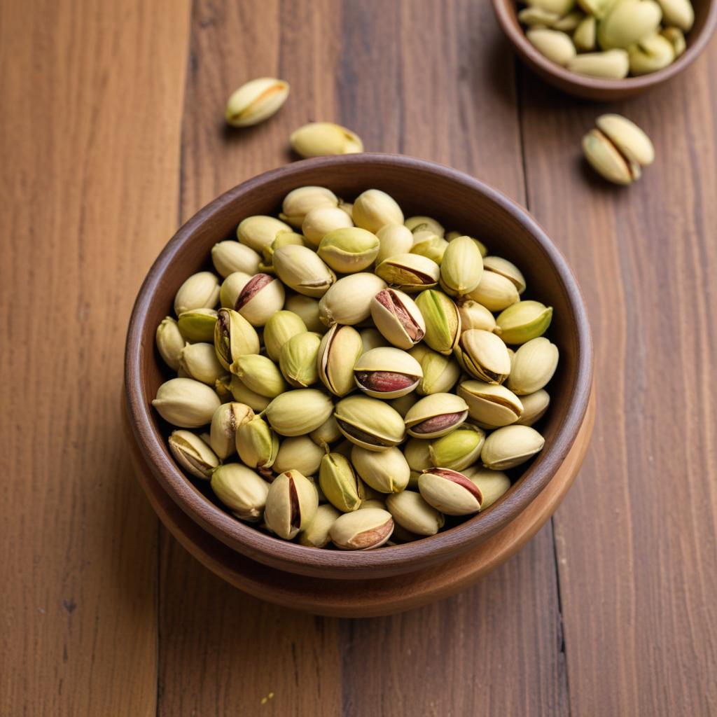 Pistachios in a wooden bowl Pistachios in a wooden bowl