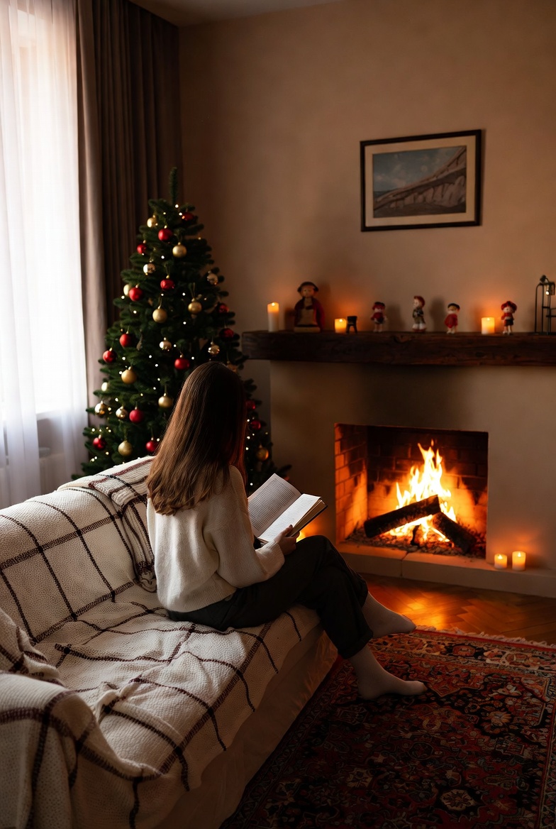 Cozy evening reading by the fire Cozy evening reading by the fire