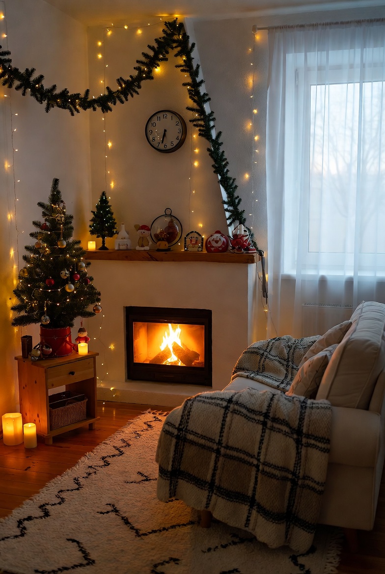 Cozy winter living room scene Cozy winter living room scene