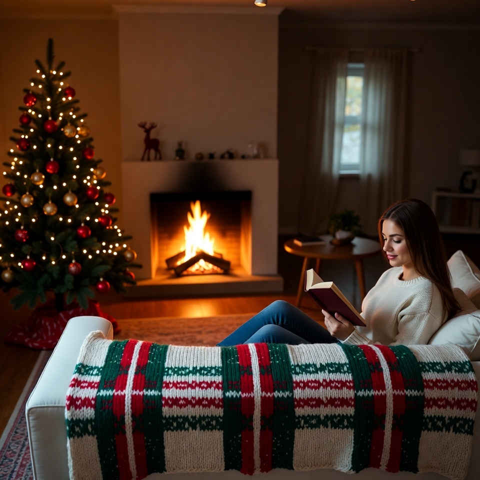 Cozy reading by the fireplace Cozy reading by the fireplace