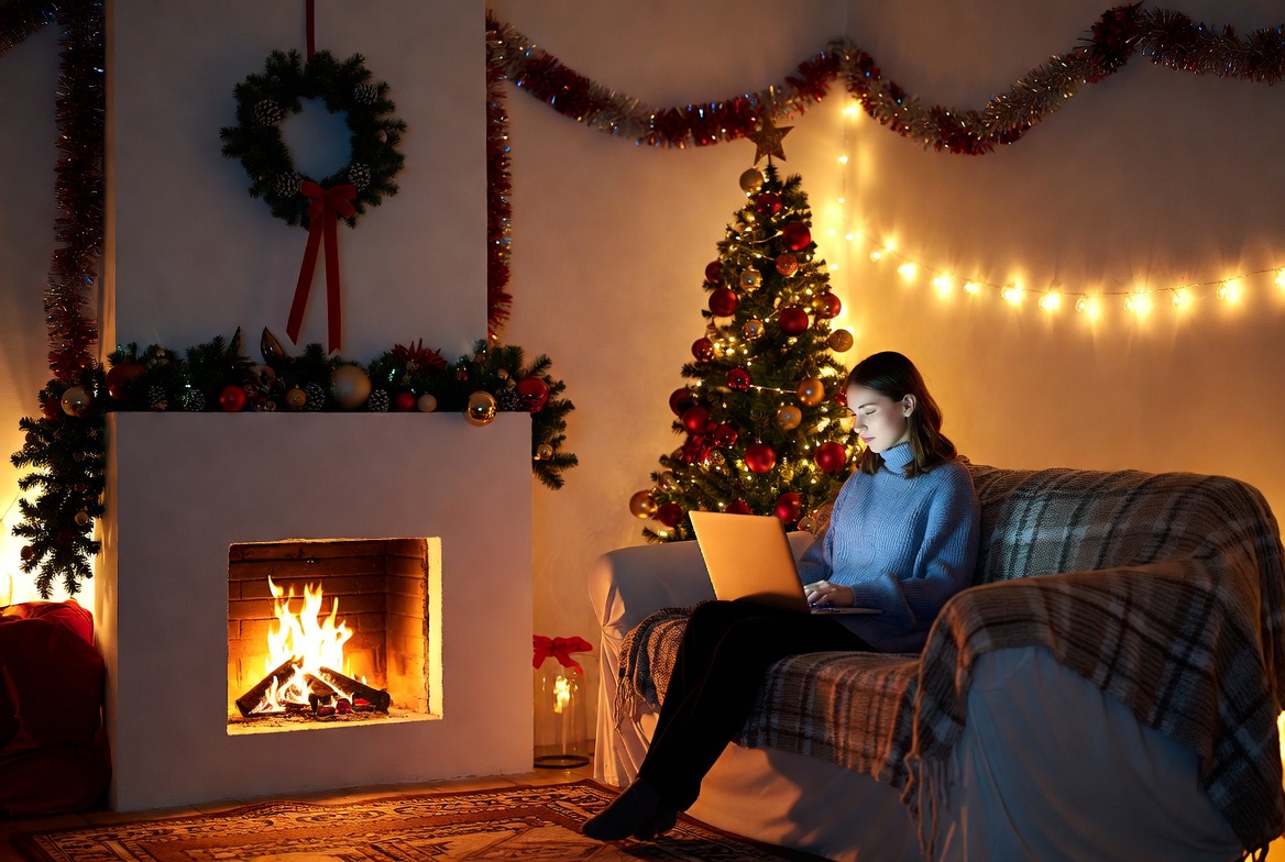 Cozy holiday scene with fire Cozy holiday scene with fire