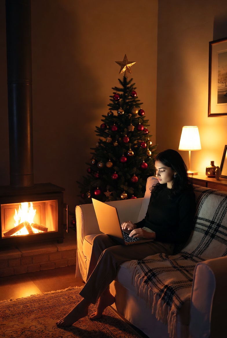 Cozy evening by the fireplace Cozy evening by the fireplace