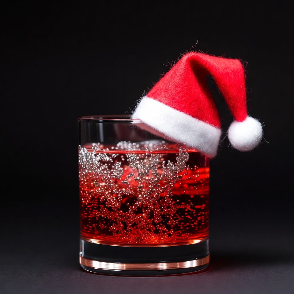Festive drink with santa hat Festive drink with santa hat