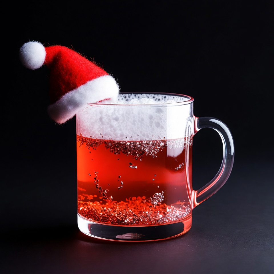 Festive drink with santa hat decoration Festive drink with santa hat decoration