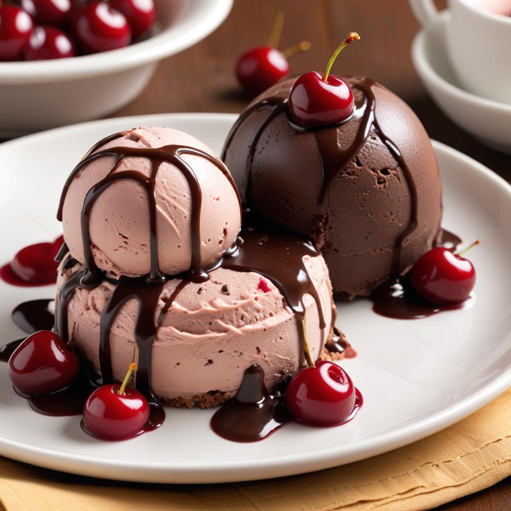 Delicious ice cream with cherries Delicious ice cream with cherries