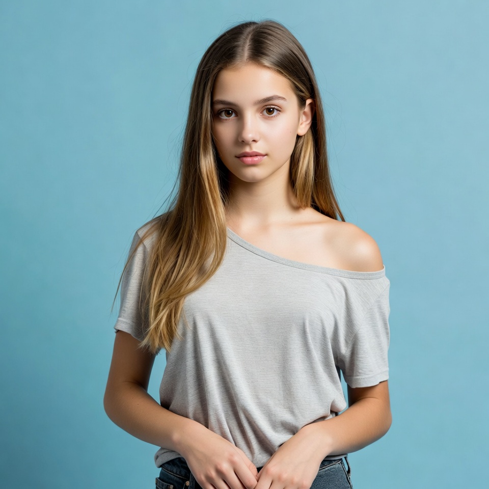 Young girl with long hair poses Young girl with long hair poses