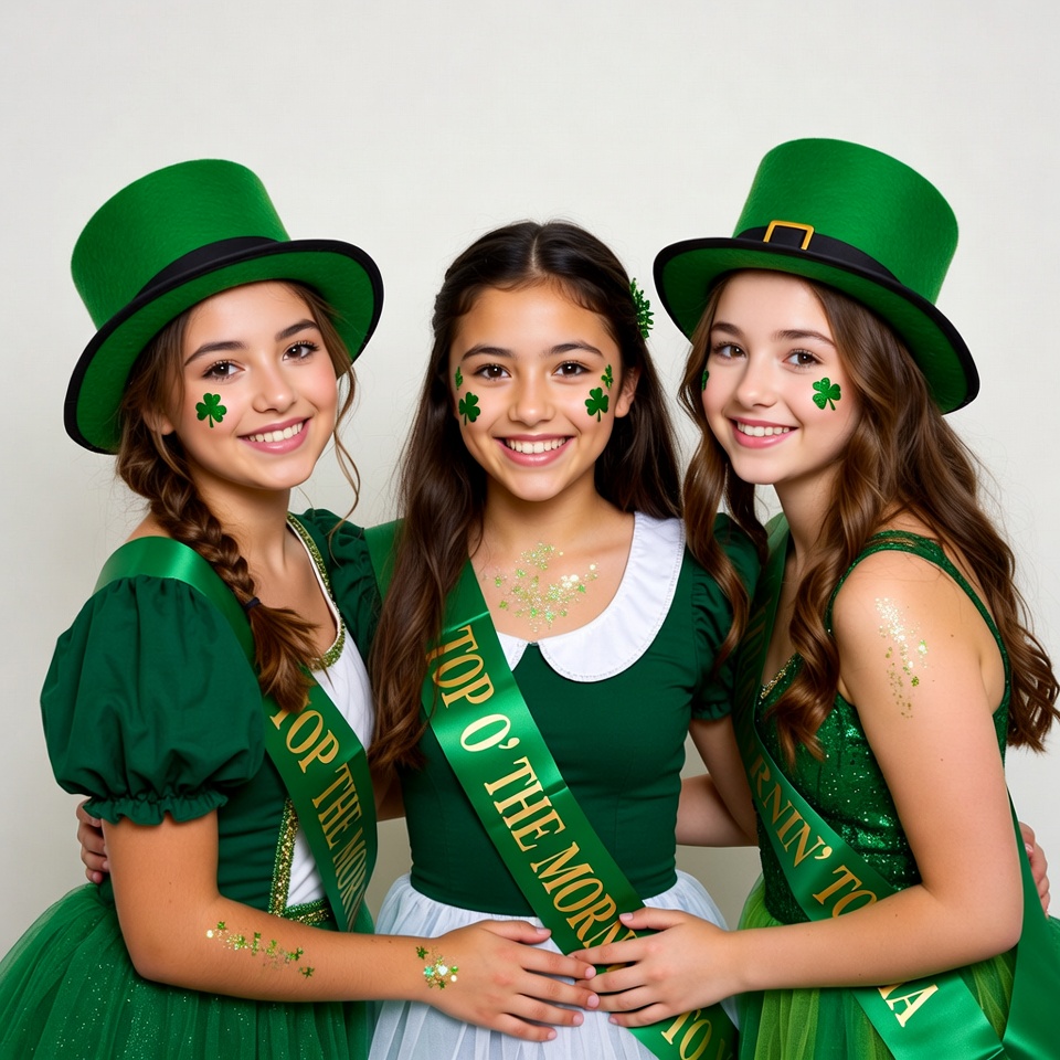 Three girls celebrate st. patrick's day Three girls celebrate st. patrick's day
