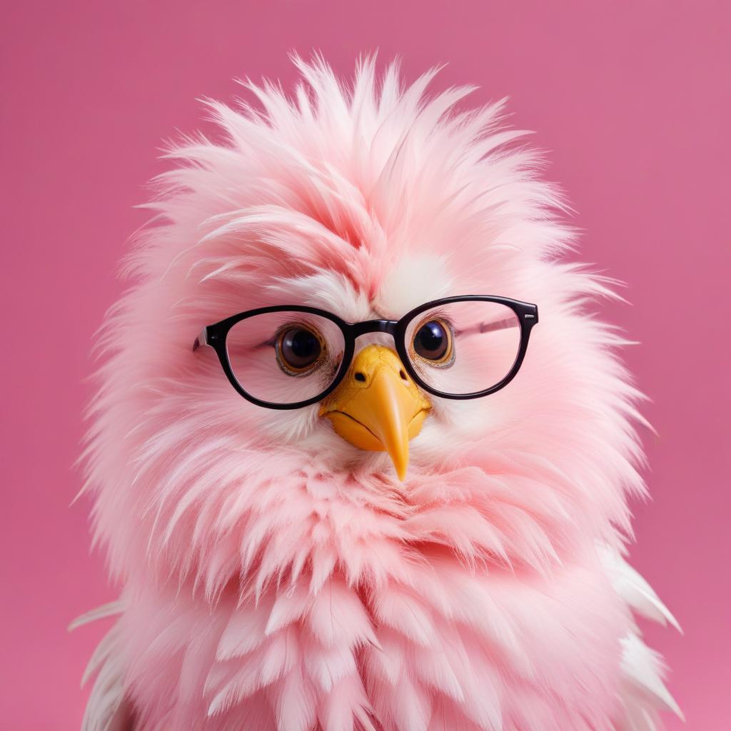 Pink bird with glasses portrait Pink bird with glasses portrait