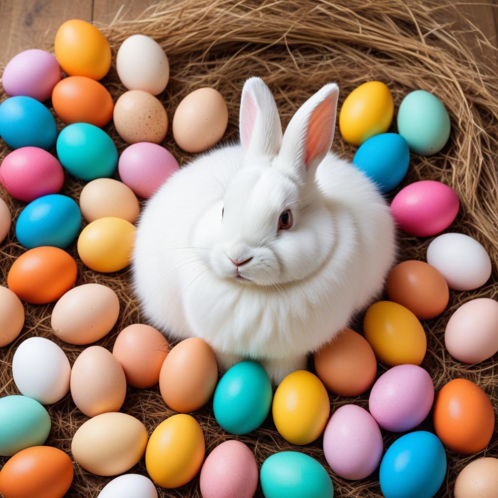Easter rabbit with colorful eggs Easter rabbit with colorful eggs