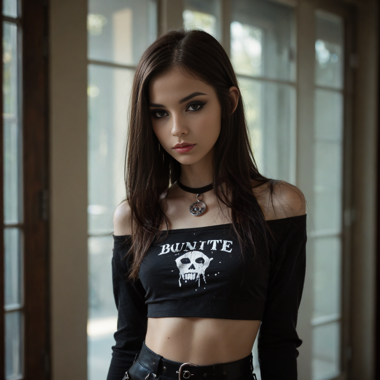 Stylish young woman in black top Stylish young woman in black top