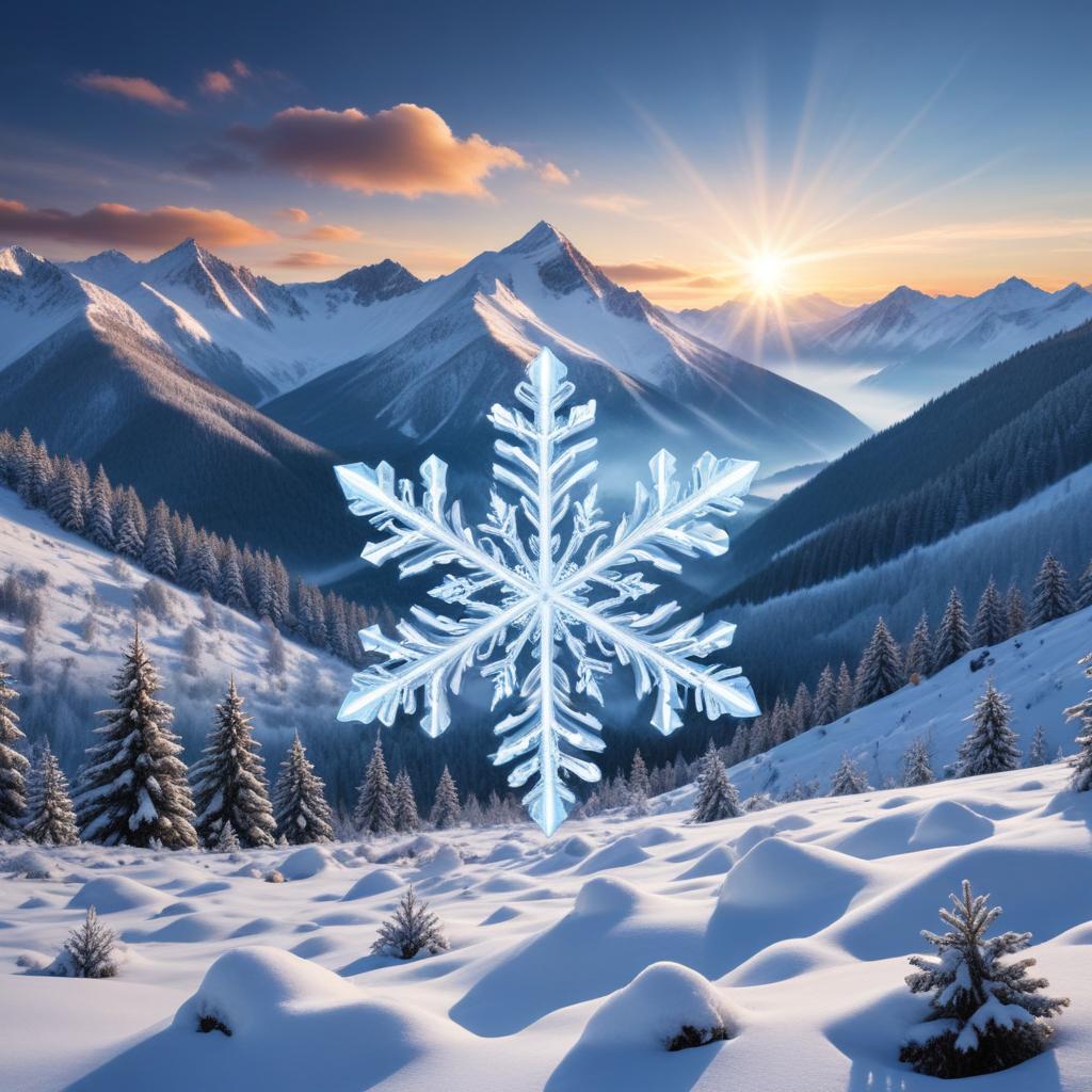 Snowy mountain landscape at sunrise Snowy mountain landscape at sunrise