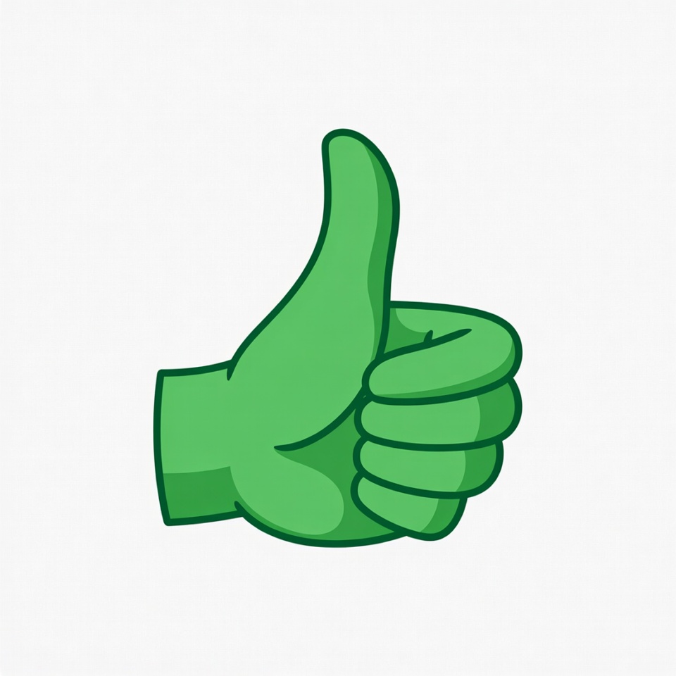 Green thumbs up gesture illustration Green thumbs up gesture illustration