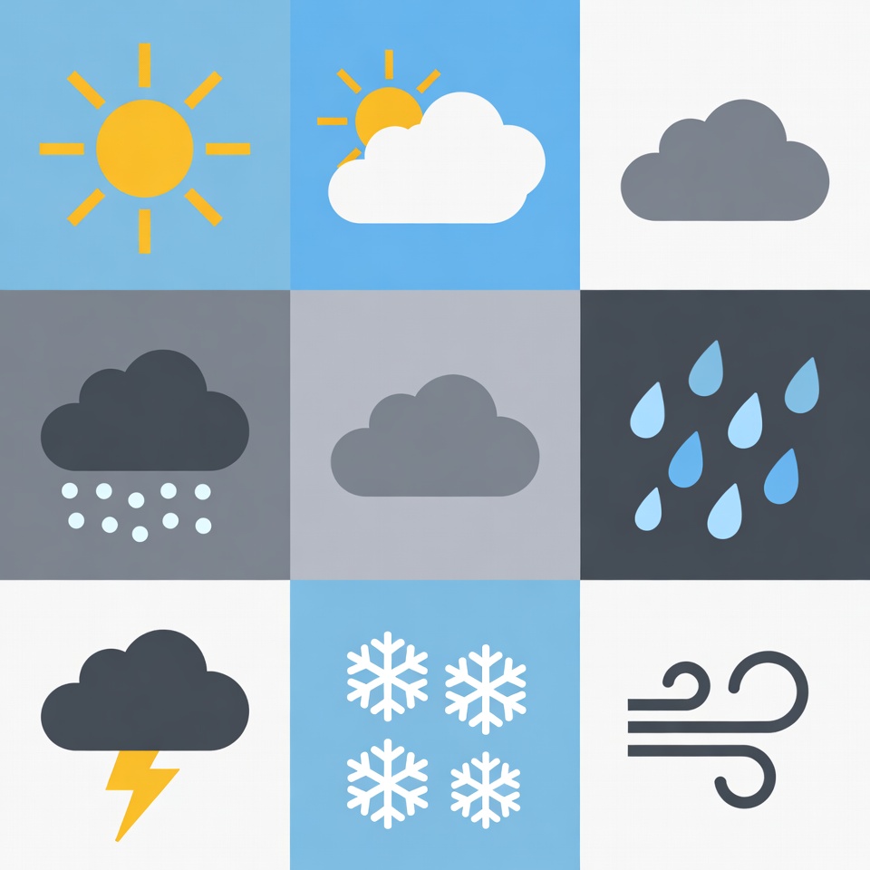 Weather symbols in simple design Weather symbols in simple design
