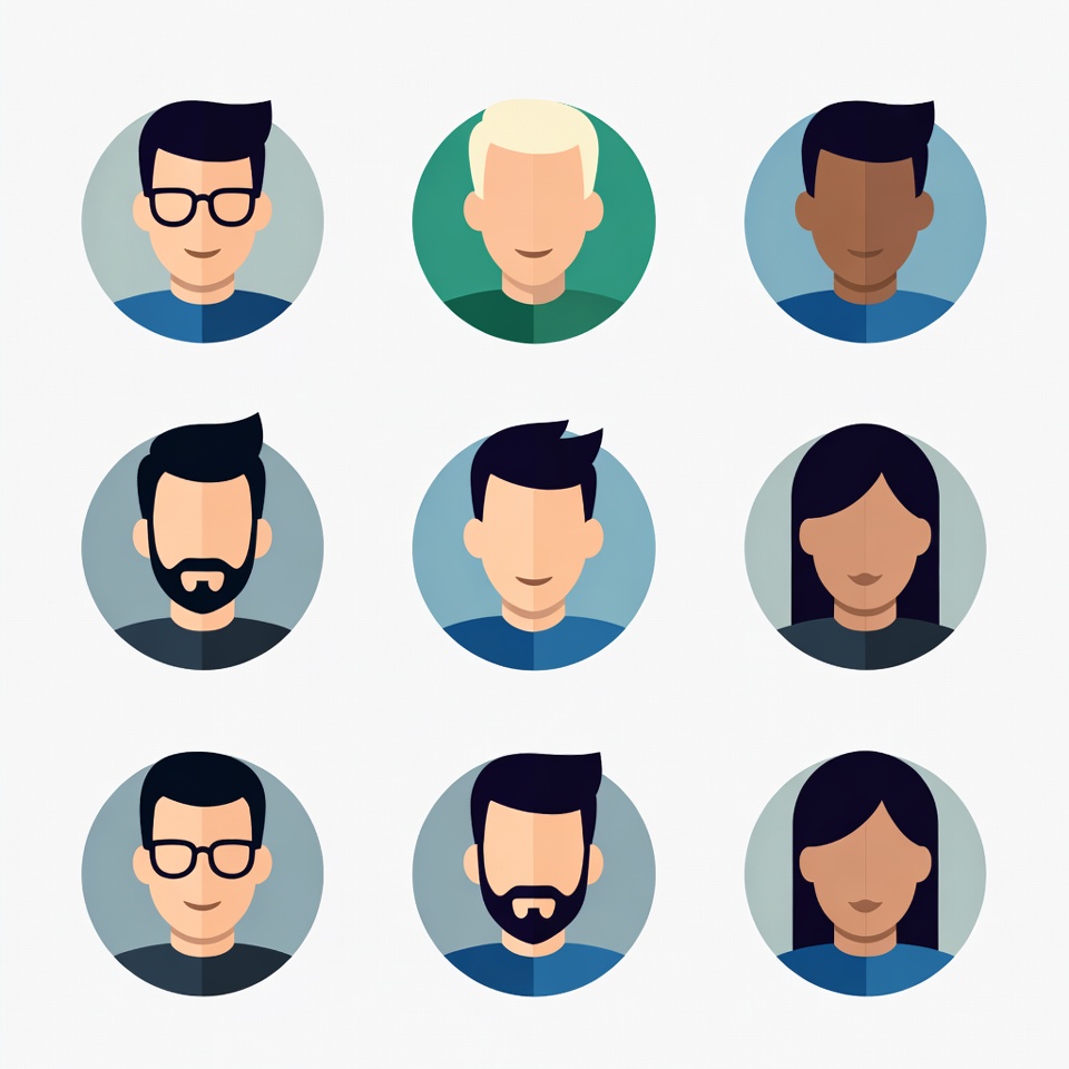 Diverse group of flat avatars Diverse group of flat avatars