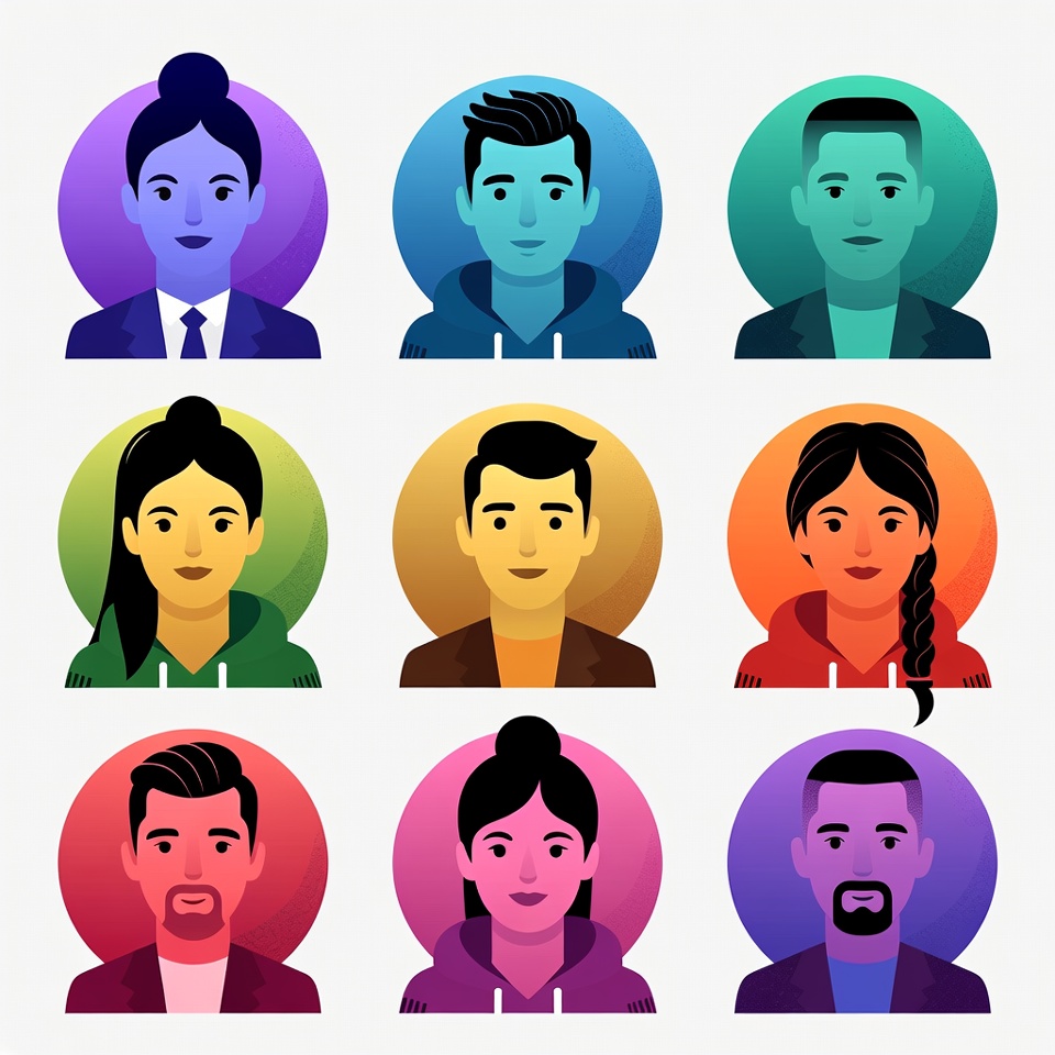 Diverse group of young adults in portraits Diverse group of young adults in portraits