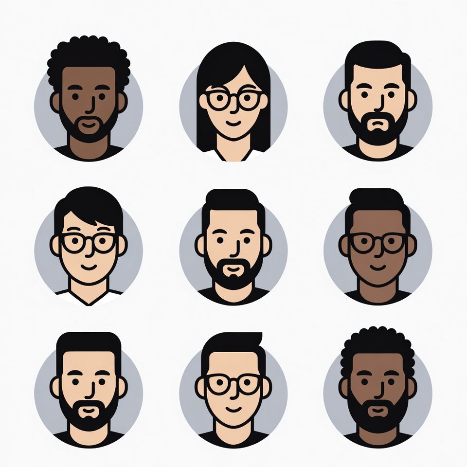 Diverse group of cartoon faces Diverse group of cartoon faces