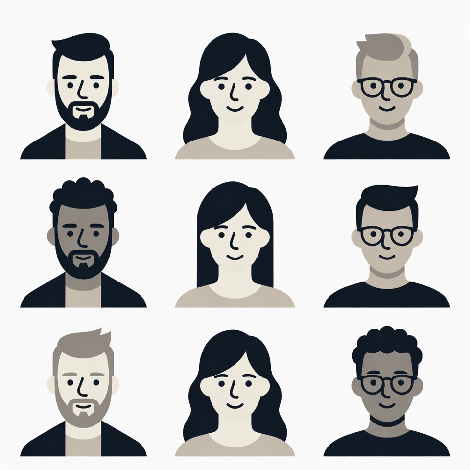 Diverse group of illustrated faces Diverse group of illustrated faces