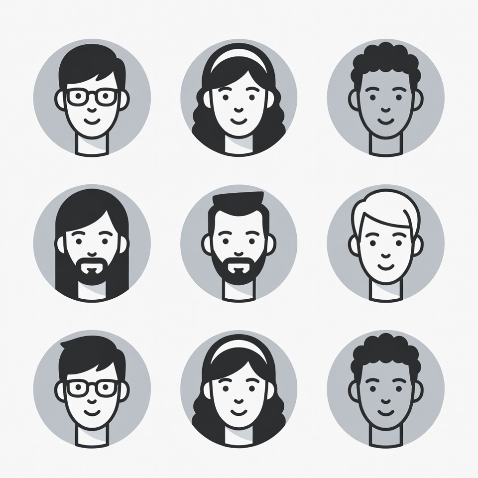 Diverse group of illustrated faces Diverse group of illustrated faces