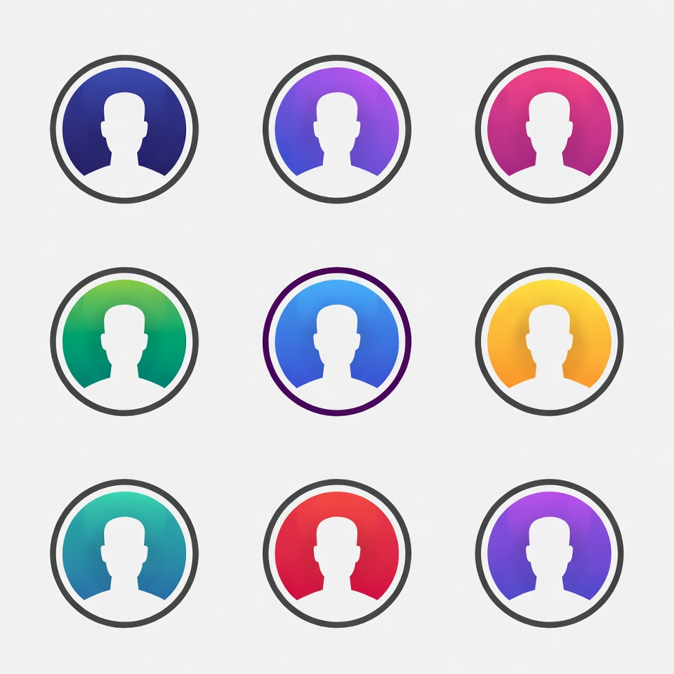 Colorful profile icon grid layout Colorful profile icon grid layout