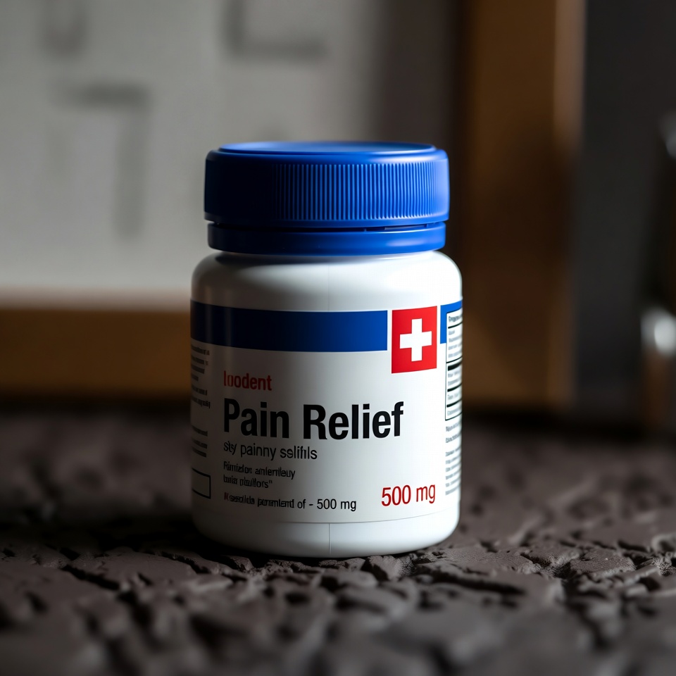 Pain relief medicine on textured surface Pain relief medicine on textured surface