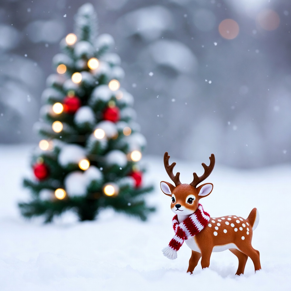 Winter scene with reindeer decoration Winter scene with reindeer decoration