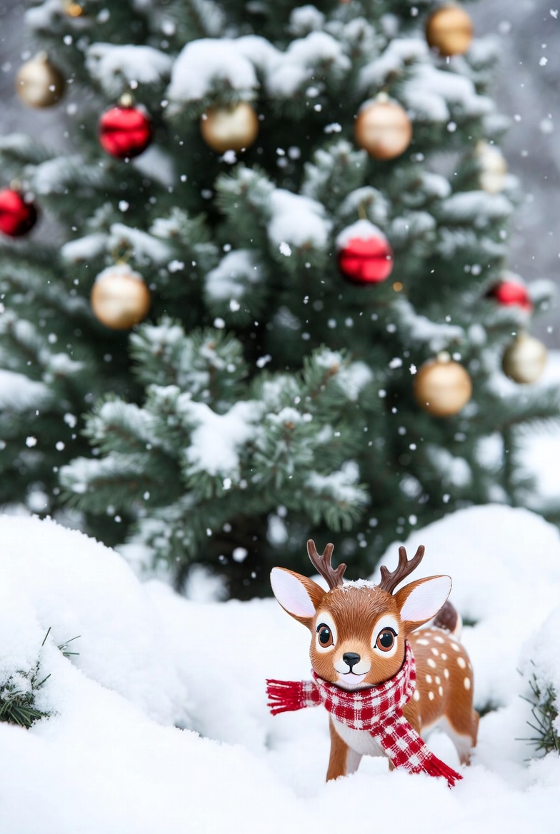 Snowy reindeer with christmas tree Snowy reindeer with christmas tree