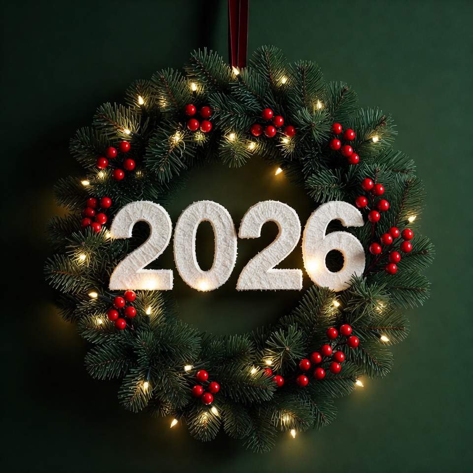 Festive wreath for new year celebration Festive wreath for new year celebration