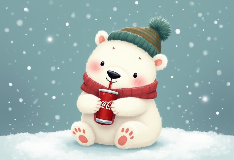 Cute bear enjoying a drink in snow Cute bear enjoying a drink in snow