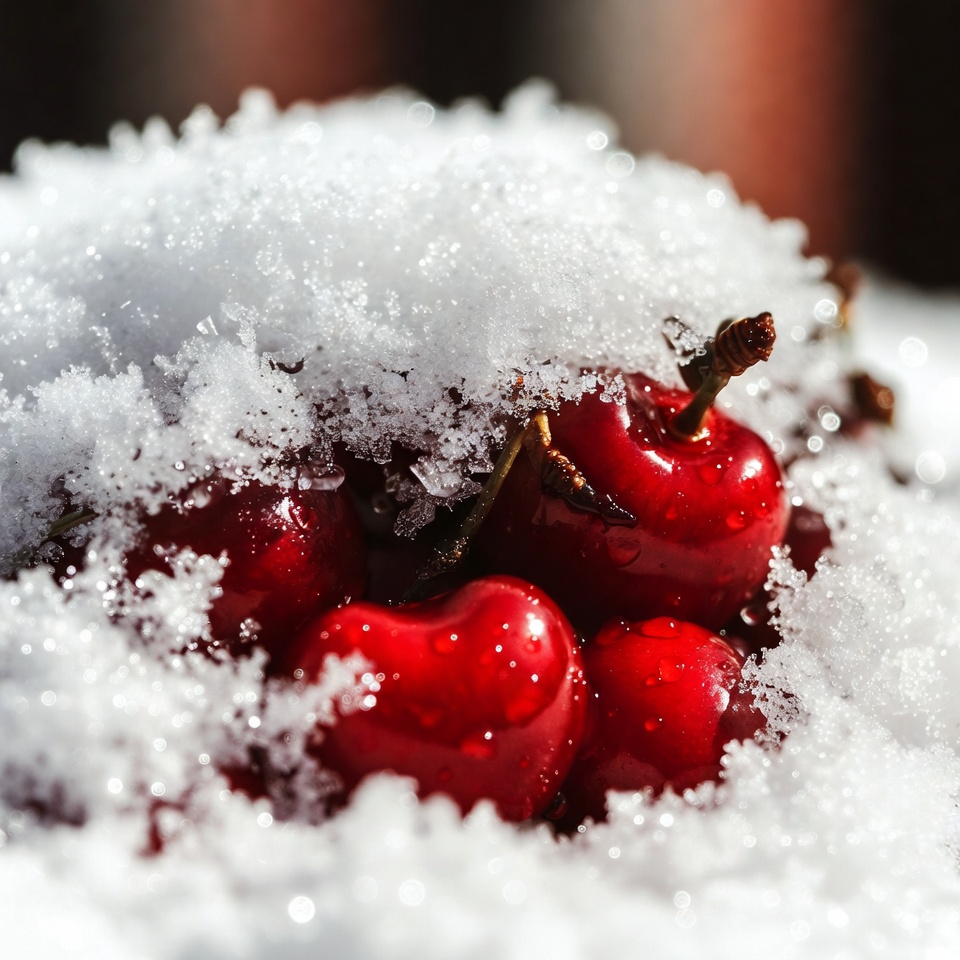 Cherries hidden under fresh snow Cherries hidden under fresh snow