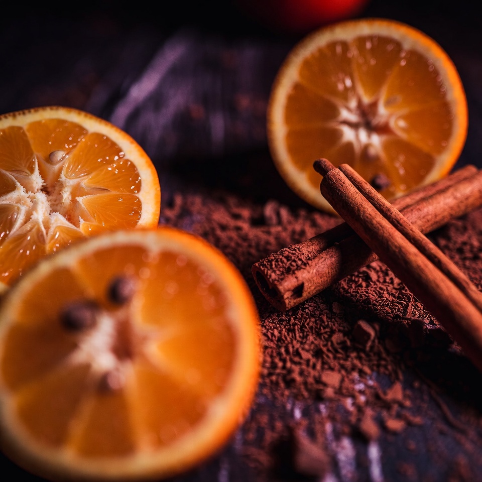 Citrus and spice composition on wood Citrus and spice composition on wood