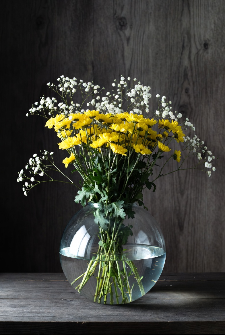 Bright bouquet in glass vase Bright bouquet in glass vase