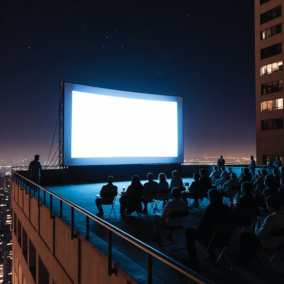 Rooftop movie night under stars Rooftop movie night under stars