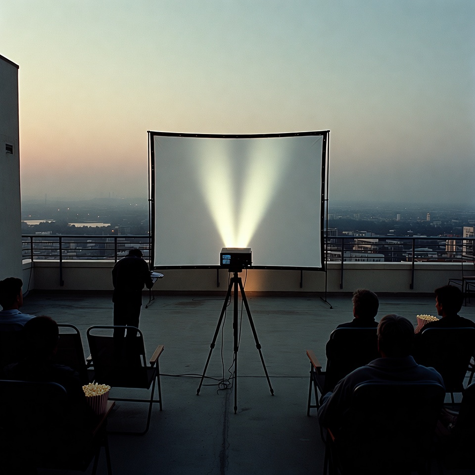 Rooftop movie screening at sunset Rooftop movie screening at sunset
